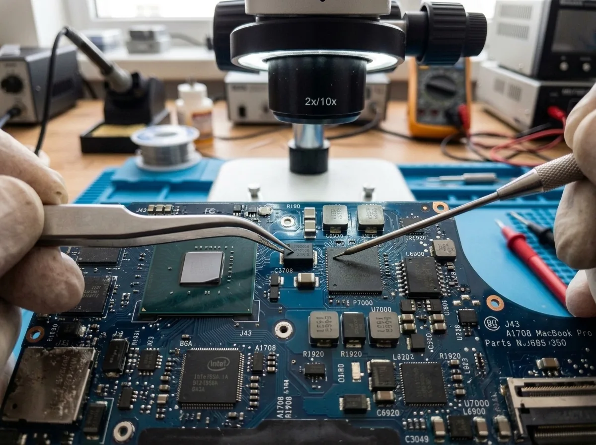 Liquid Spill Power IC Micro-Soldering - After Repair