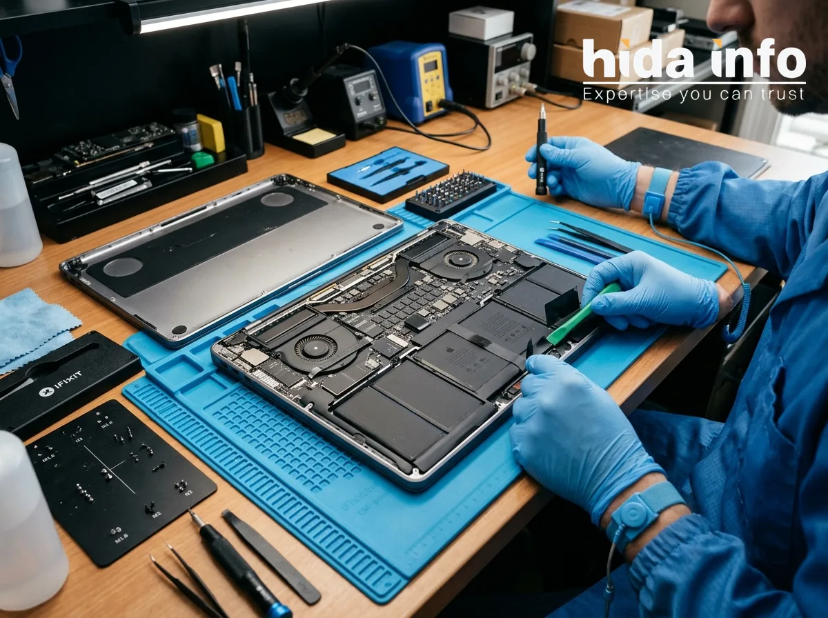 MacBook battery replacement service at Hida Info Chandni Chowk Kolkata